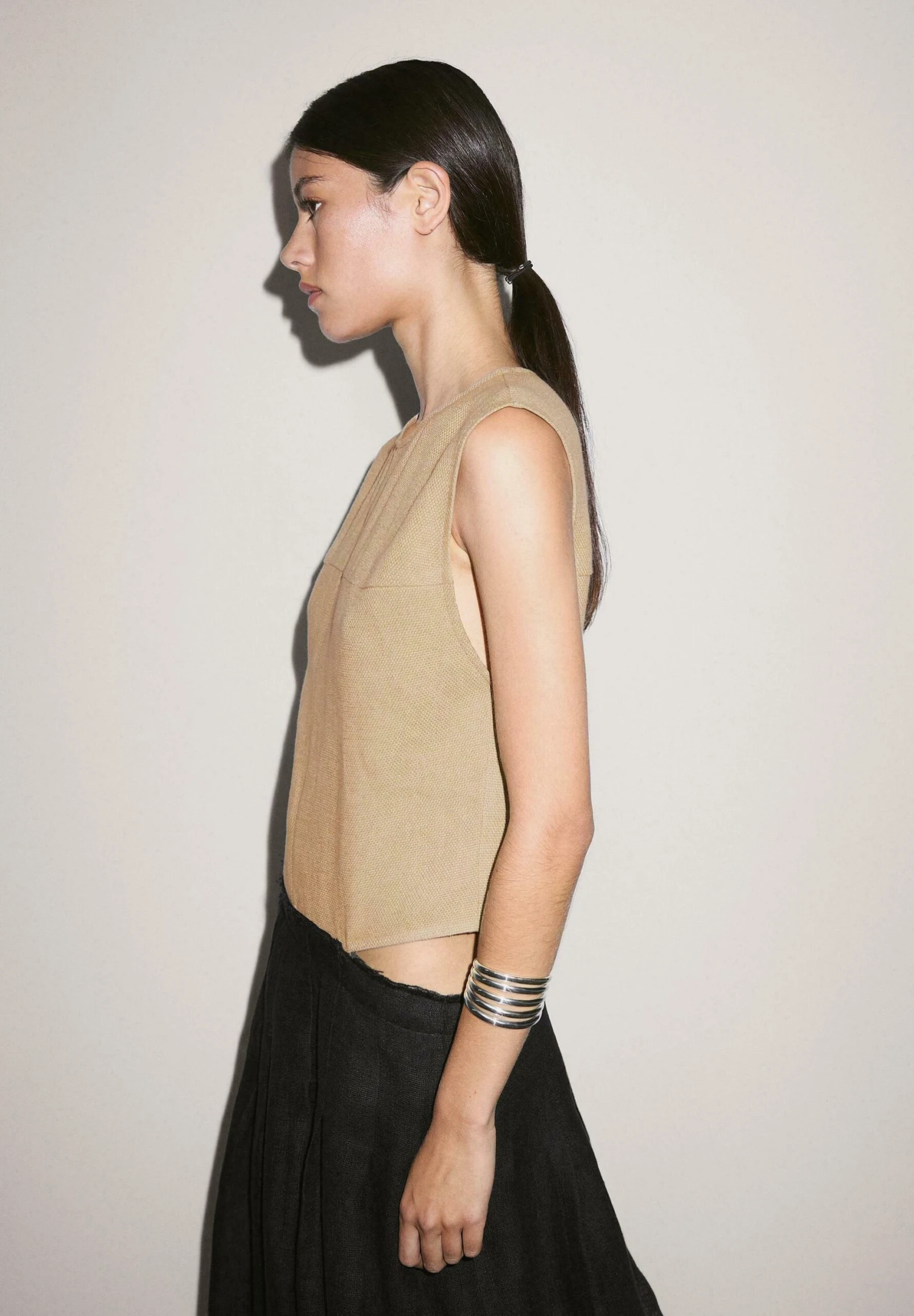 Massimo Dutti CONTRAST LONG WITH SIDE SLITS - Maxi Dress - Black 7 Massimo Dutti CONTRAST LONG WITH SIDE SLITS - Maxi Dress - Black - Image 5