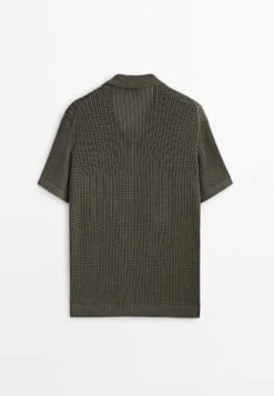 Massimo Dutti Crochet With Buttoned- Shirt - Khaki -Massimo Dutti Shop 2adb50400ba3446790e91f009b4d9abe