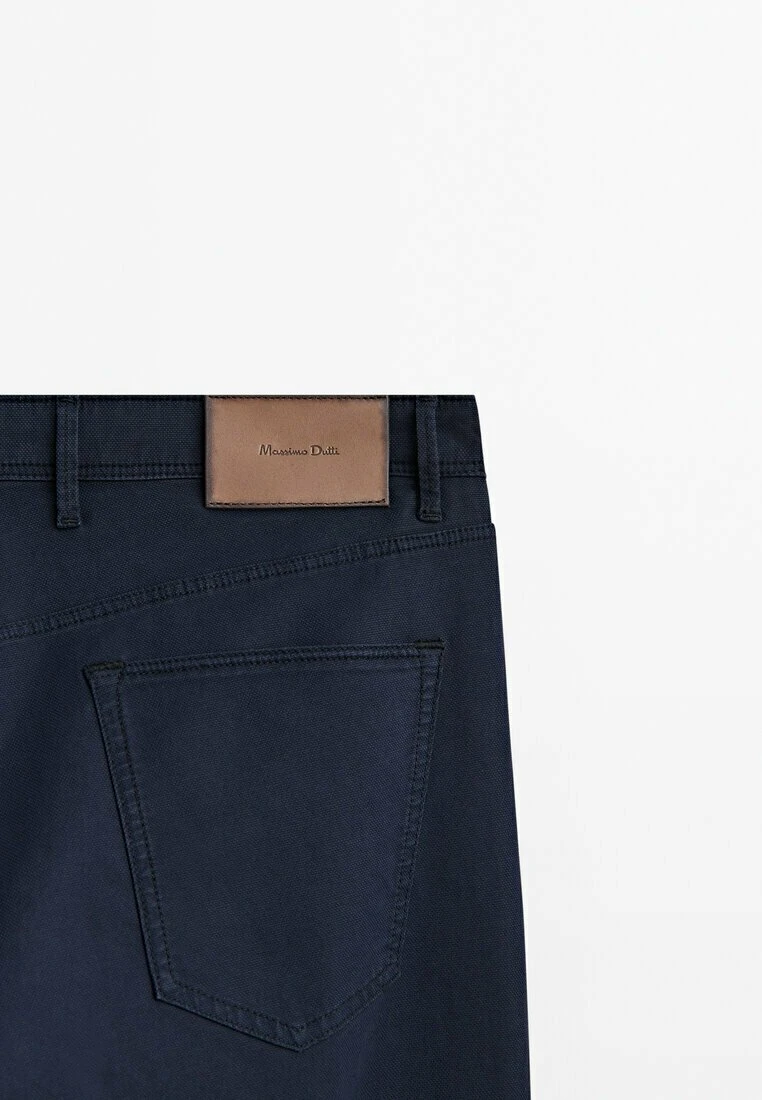 Massimo Dutti Slim Fit Textured Effect - Trousers - Blue 11 Massimo Dutti Slim Fit Textured Effect - Trousers - Blue - Image 9