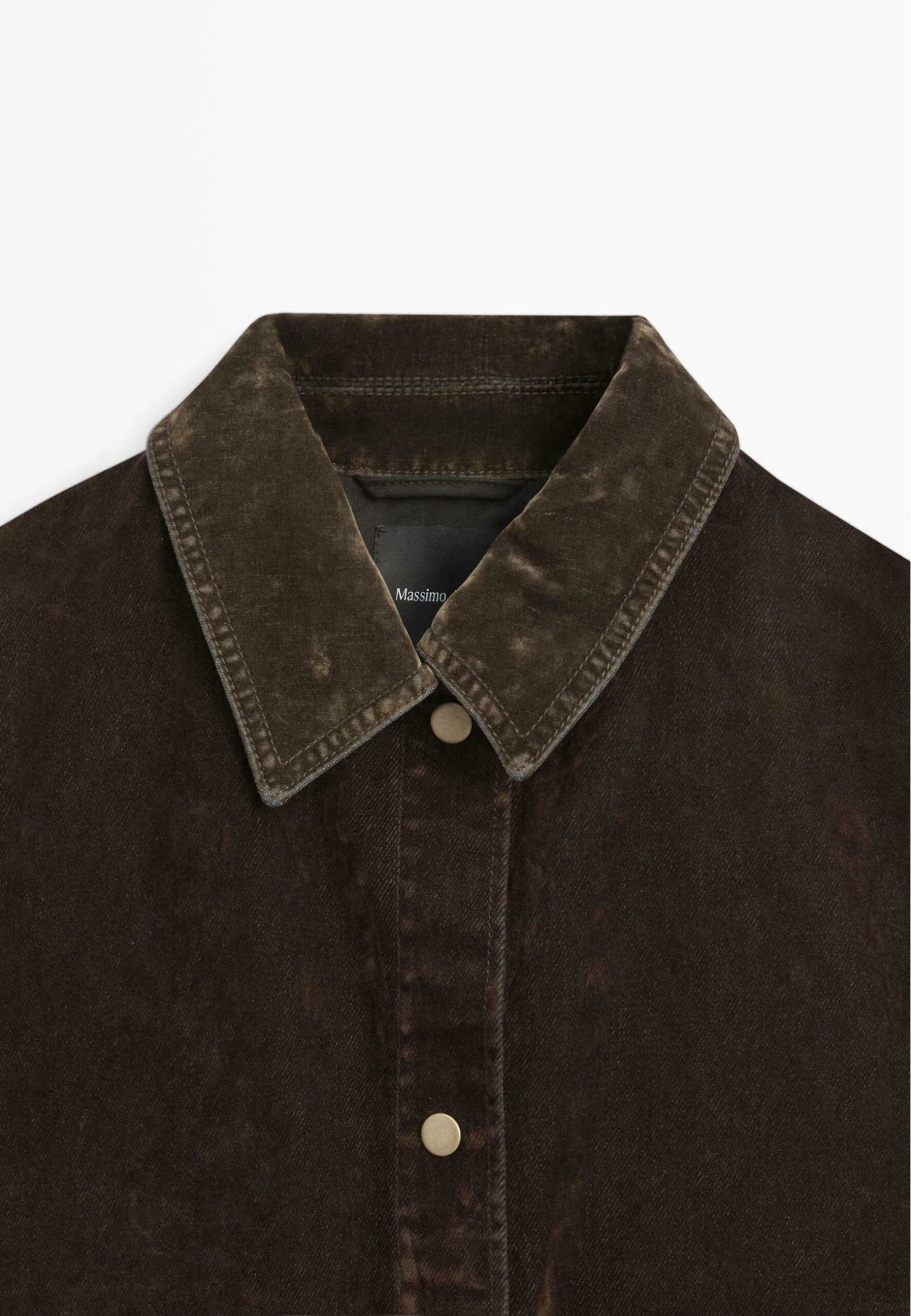 Massimo Dutti SHORT WITH POCKETS AND FINISH - Denim Jacket - Dark Brown 11 Massimo Dutti SHORT WITH POCKETS AND FINISH - Denim Jacket - Dark Brown - Image 9