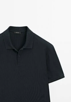 Massimo Dutti MICRO TEXTURED PIQUÉ POLO NECK - Polo Shirt - Dark Blue -Massimo Dutti Shop 2b478d1f785f4d3382fdb4bb7a67bd36