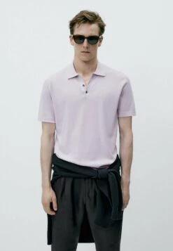 Massimo Dutti With V-Neck And Buttons - Polo Shirt - Mauve