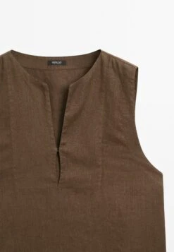 Massimo Dutti SLEEVELESS OPEN NECK - Top - Dark Brown -Massimo Dutti Shop 2b9a7caadf79479982edf014a45b5369
