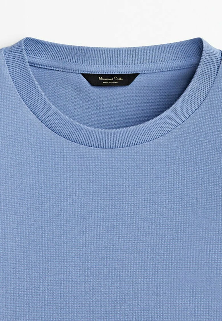 Massimo Dutti Textured Short Sleeve - Basic T-Shirt - Dark Blue 10 Massimo Dutti Textured Short Sleeve - Basic T-Shirt - Dark Blue - Image 8