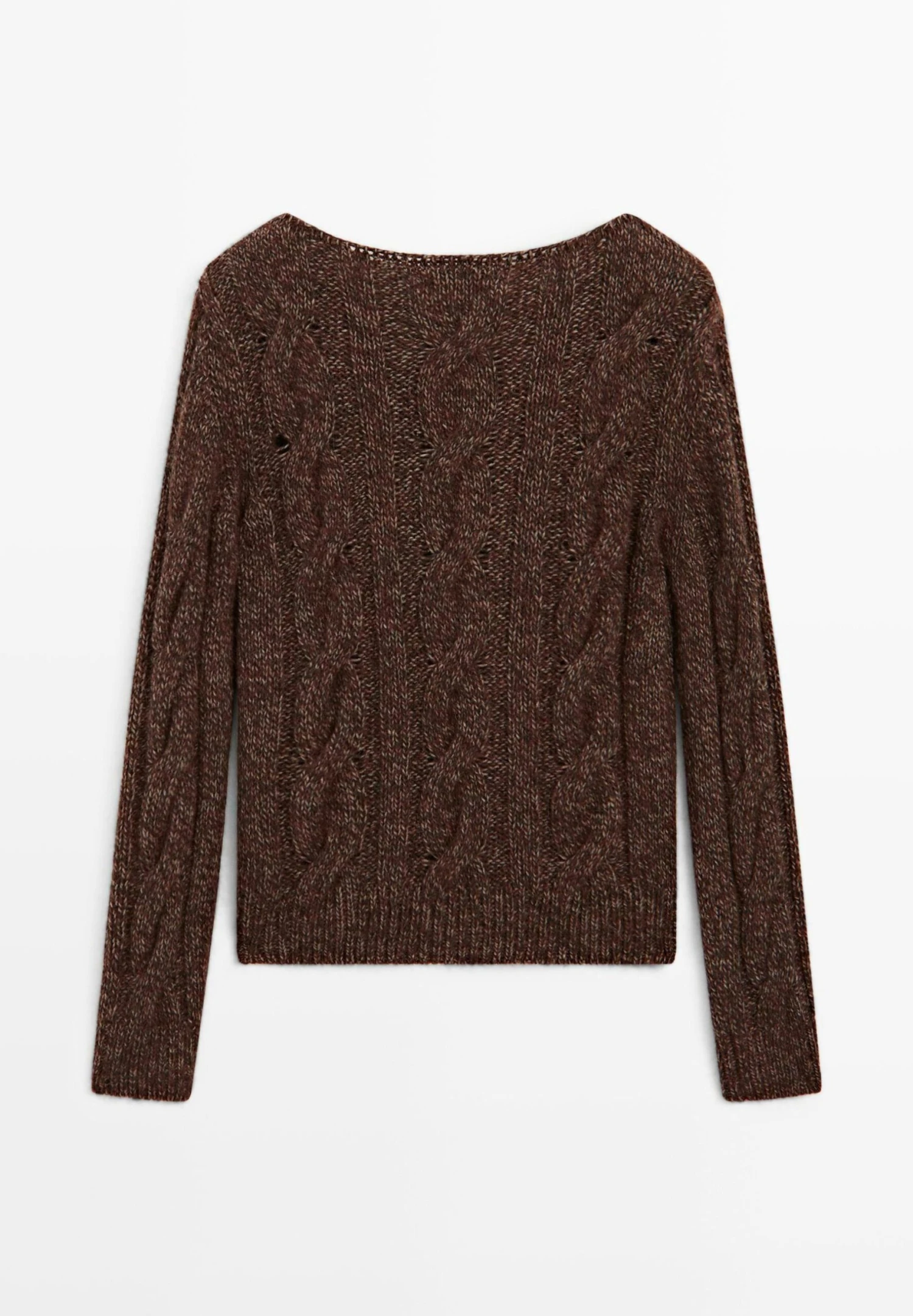 Massimo Dutti CABLE-KNIT WITH BOAT NECK - Jumper - Mottled Brown 6 Massimo Dutti CABLE-KNIT WITH BOAT NECK - Jumper - Mottled Brown - Image 4