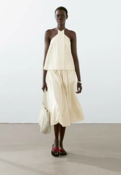 Massimo Dutti STRIPE PRINT FLARED MIDI - A-line Skirt - Mottled Beige -Massimo Dutti Shop 2bda9e3cf2dc477c84cdeec8175ba4c5