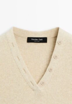 Massimo Dutti V-NECK RIBBED WITH COLLAR DETAIL - Top - Beige 22 Massimo Dutti V-NECK RIBBED WITH COLLAR DETAIL - Top - Beige -Massimo Dutti Shop 2ca3af8620da4b7998eb8c6890082717