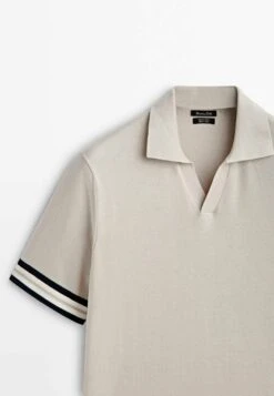 Massimo Dutti Contrast Short Sleeve - Polo Shirt - Beige -Massimo Dutti Shop 2ccc542290714e62b42e3b1bf56394a3