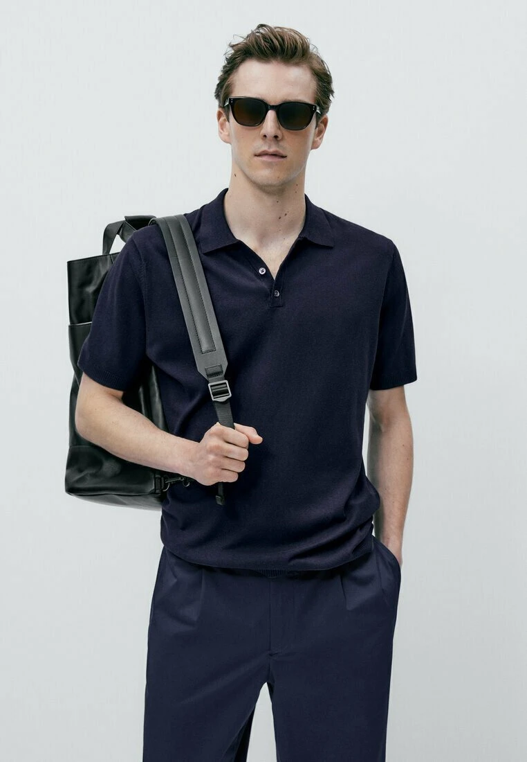 Massimo Dutti With V-Neck And Buttons - Polo Shirt - Blue 3 Massimo Dutti With V-Neck And Buttons - Polo Shirt - Blue