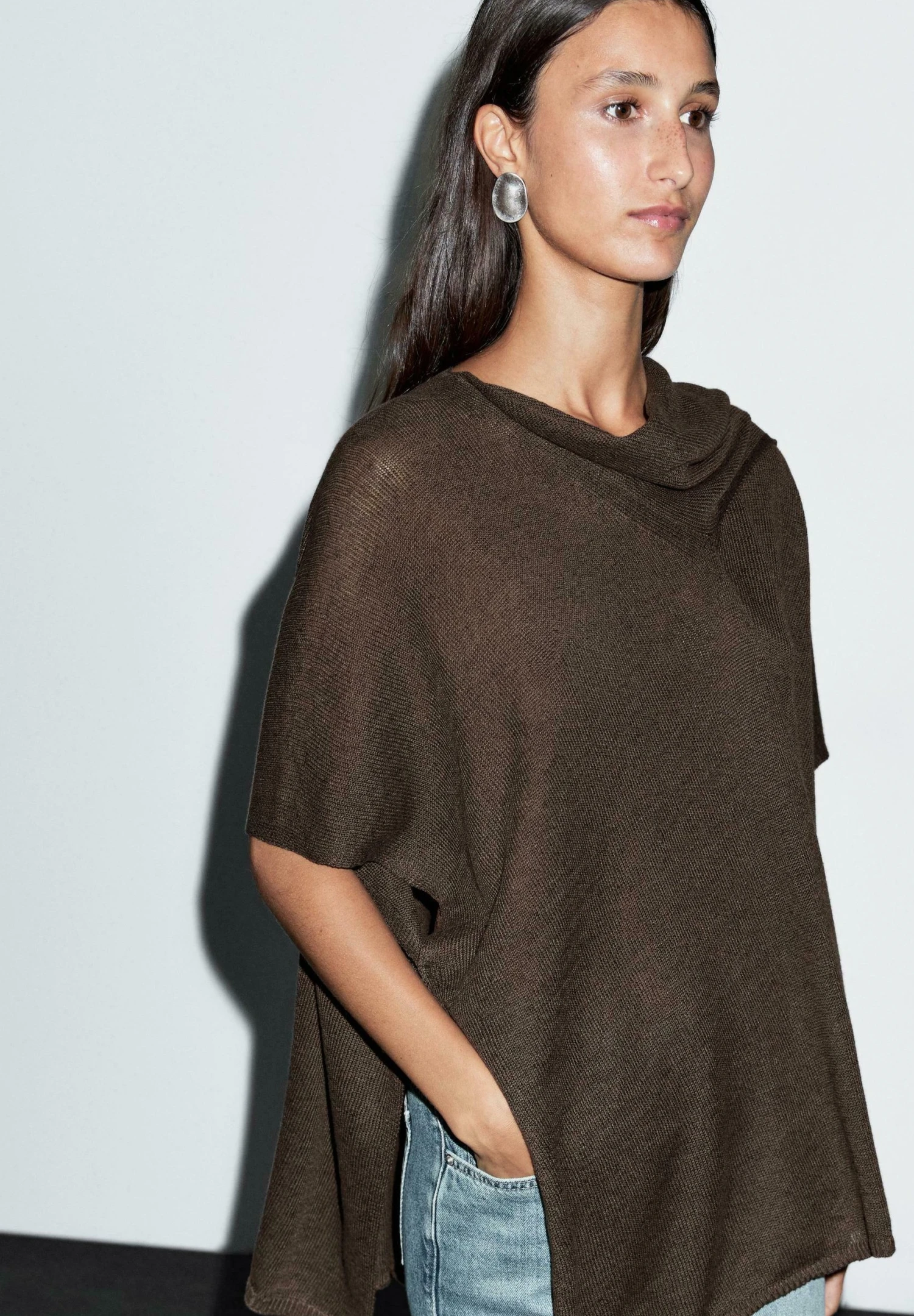 Massimo Dutti CAPE WITH SCARF - Cape - Mottled Dark Brown 7 Massimo Dutti CAPE WITH SCARF - Cape - Mottled Dark Brown - Image 5