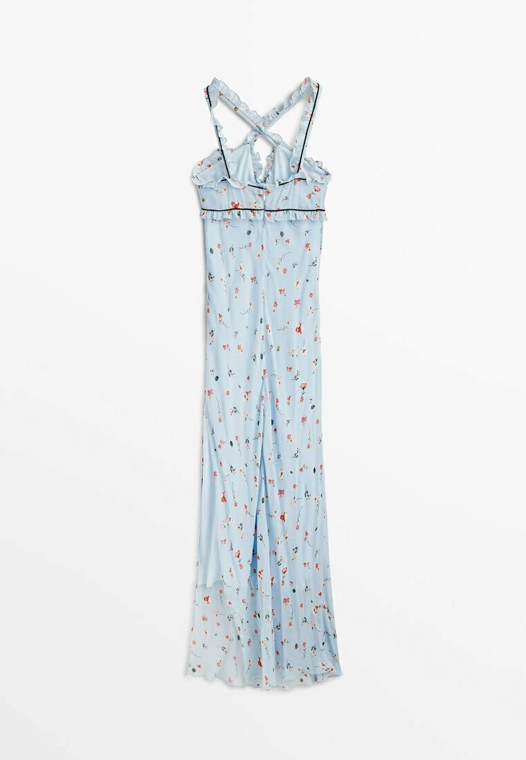 Massimo Dutti Studio - Long Strappy Floral Print - Maxi Dress - Light Blue 8 Massimo Dutti Studio - Long Strappy Floral Print - Maxi Dress - Light Blue - Image 6