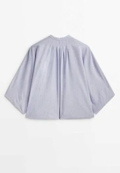 Massimo Dutti Darted Chambray With Stand-Up Collar - Button-Down Blouse - Purple -Massimo Dutti Shop 2d3d3dd47091400f84d198ed29994411