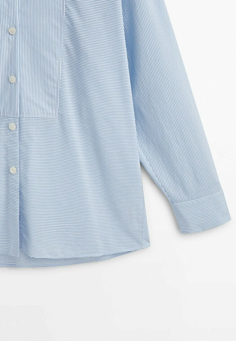 Massimo Dutti Striped With Chest Detailing - Button-Down Blouse - Light Blue 10 Massimo Dutti Striped With Chest Detailing - Button-Down Blouse - Light Blue - Image 8