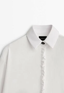 Massimo Dutti Studio-With Ruffle Detail- Button-Down Blouse - White -Massimo Dutti Shop 2d5ded80980f41a9a52811984e0f64c9