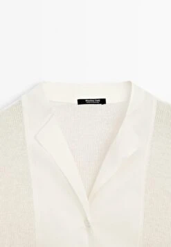 Massimo Dutti GARMENT WITH FABRIC DETAIL - Button-down Blouse - Beige -Massimo Dutti Shop 2d90f2739feb4a66be7bf322c0e29a06