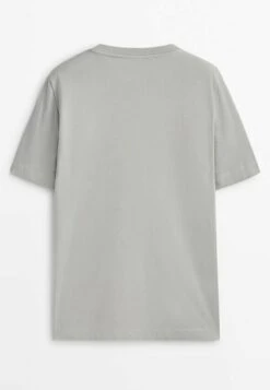 Massimo Dutti Textured Short Sleeve - Basic T-Shirt - Stone -Massimo Dutti Shop 2e07655da9ad415ab623a3d09a32704b
