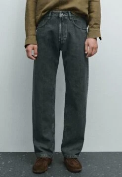 Massimo Dutti WIDE-LEG - Straight Leg Jeans - Dark Blue