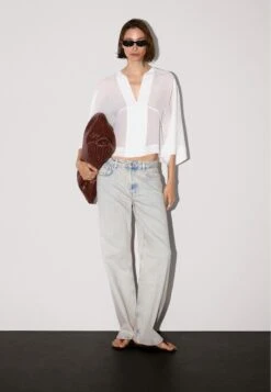 Massimo Dutti FLOWING GARMENT WITH SEAM DETAILS - Blouse - White