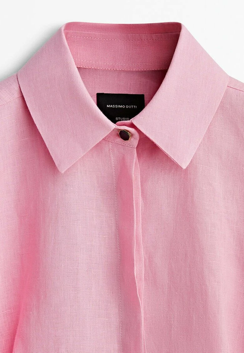Massimo Dutti Studio Cropped- Button-Down Blouse - Pink 7 Massimo Dutti Studio Cropped- Button-Down Blouse - Pink - Image 5