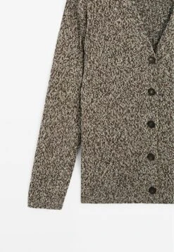 Massimo Dutti LONG MOULINÉ V-NECK WITH BUTTONS - Cardigan - Brown -Massimo Dutti Shop 2e606499dd724c76ad3b847e055a8915