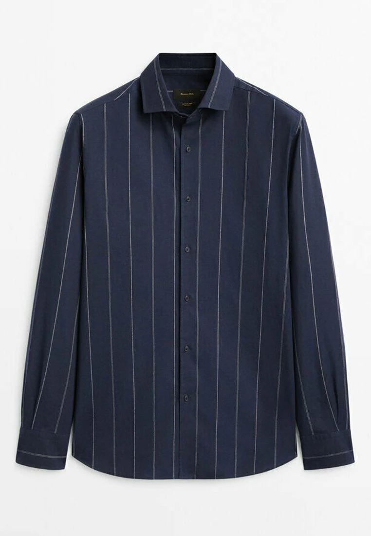 Massimo Dutti Regular Fit Wide Striped - Shirt - Dark Blue 12 Massimo Dutti Regular Fit Wide Striped - Shirt - Dark Blue - Image 10