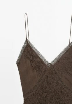 Massimo Dutti LONG SLIP WITH GATHERED DETAIL - Cocktail Dress / Party Dress - Dark Brown -Massimo Dutti Shop 2eb1ddeb5f8e49bb8190ef9446bed9c6