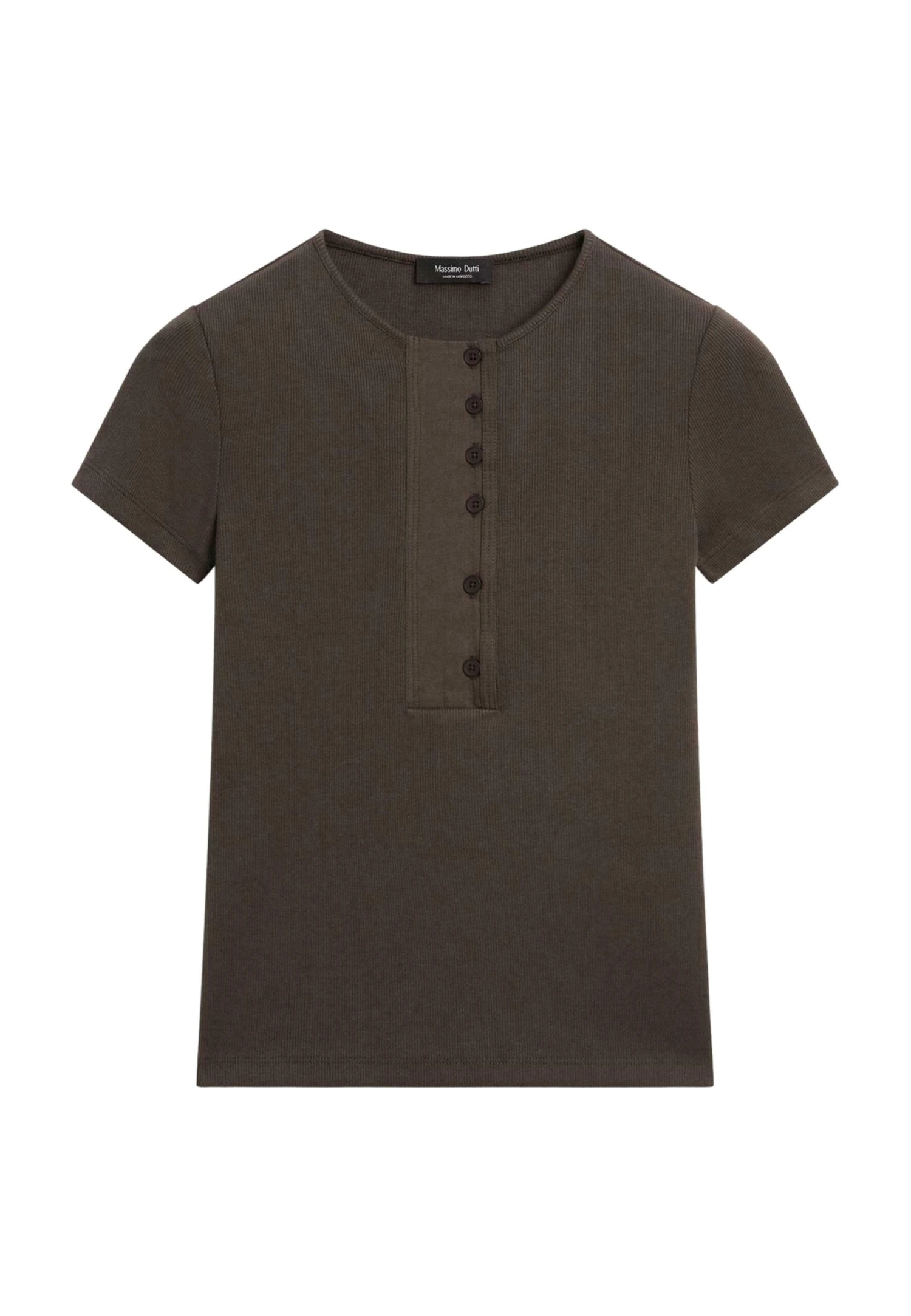 Massimo Dutti SHORT SLEEVE WITH CHEST DETAIL - Basic T-shirt - Dark Brown 3 Massimo Dutti SHORT SLEEVE WITH CHEST DETAIL - Basic T-shirt - Dark Brown