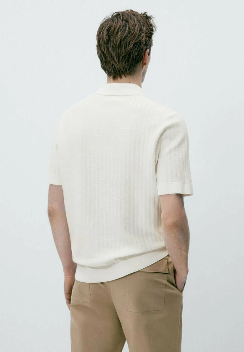 Massimo Dutti Vertical Textured - Polo Shirt - Beige 5 Massimo Dutti Vertical Textured - Polo Shirt - Beige - Image 3
