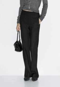 Massimo Dutti FLARE FIT - Trousers - Black