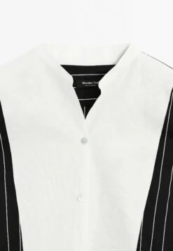 Massimo Dutti STRIPED CHEST GARMENT - Button-down Blouse - Black -Massimo Dutti Shop 2f50cb93146f48239af81aca76c63f6a