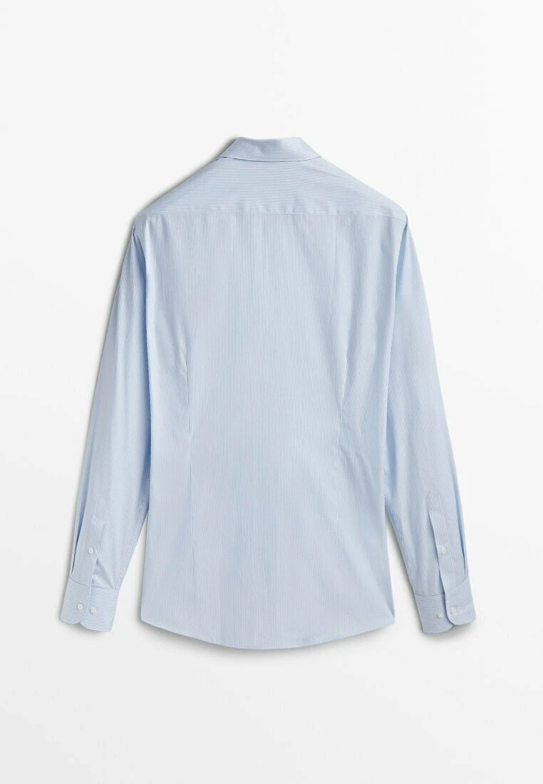 Massimo Dutti Easy Iron Slim Fit Striped- Shirt - Light Blue 4 Massimo Dutti Easy Iron Slim Fit Striped- Shirt - Light Blue - Image 2