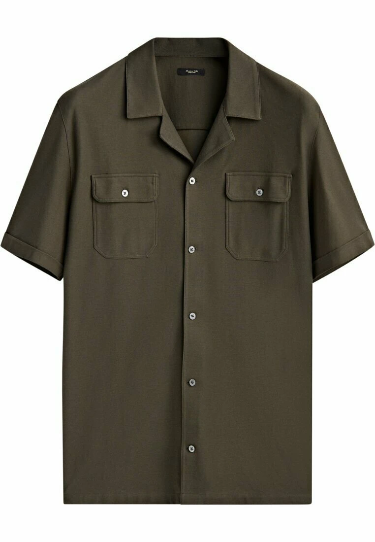 Massimo Dutti Micro- Short Sleeve With Pockets- Shirt - Khaki 4 Massimo Dutti Micro- Short Sleeve With Pockets- Shirt - Khaki - Image 2