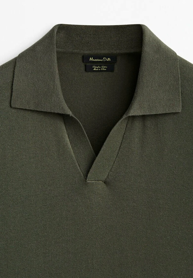 Massimo Dutti Contrast Short Sleeve - Polo Shirt - Khaki 10 Massimo Dutti Contrast Short Sleeve - Polo Shirt - Khaki - Image 8