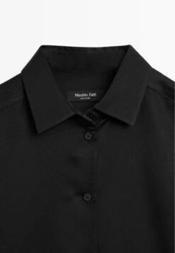Massimo Dutti FLOWING SATIN LONG SLEEVE - Button-down Blouse - Black -Massimo Dutti Shop 3067bc2956f34002acb806fac4ba9af7