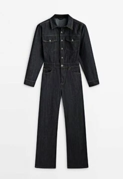 Massimo Dutti Straight Rinse Wash With Stitching - Jumpsuit - Blue -Massimo Dutti Shop 30825164477041e78b4ffcff22ffb5b4