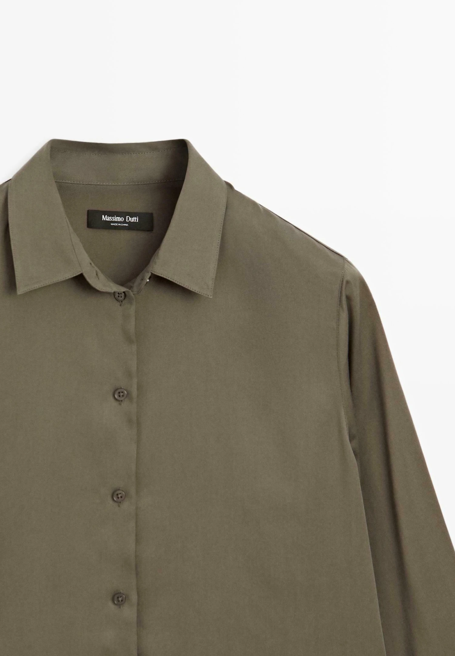 Massimo Dutti FLOWING LONG SLEEVE - Button-down Blouse - Khaki 10 Massimo Dutti FLOWING LONG SLEEVE - Button-down Blouse - Khaki - Image 8