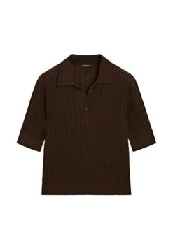 Massimo Dutti ELBOW SLEEVES WITH POLO COLLAR - Polo Shirt - Mottled Dark Brown -Massimo Dutti Shop 30b085bee79c49bca524def53d753a93
