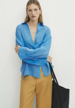 Massimo Dutti Button-Down Blouse - Blue