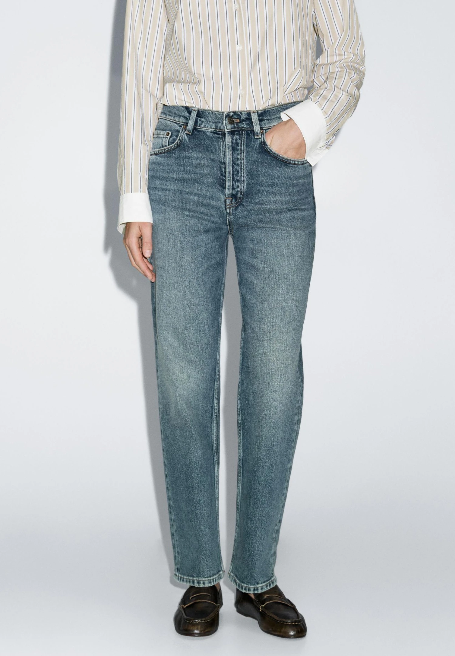 Massimo Dutti STRAIGHT-LEG HIGH-WAIST - Straight Leg Jeans - Royal Blue 3 Massimo Dutti STRAIGHT-LEG HIGH-WAIST - Straight Leg Jeans - Royal Blue