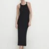 Massimo Dutti Textured With Criss-Cross Detail At The Back - Maxi Dress - Black -Massimo Dutti Shop 30dff1920fbc4d01aa66f9860e3f5169