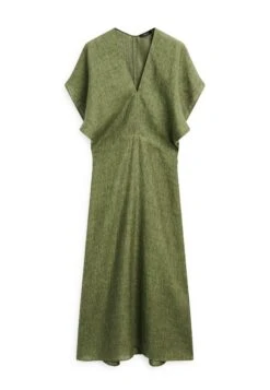 Massimo Dutti SHORT SLEEVE LINEN MIDI - Day Dress - Mottled Dark Green -Massimo Dutti Shop 30feee5fe94244c1a80d45471a2be49f
