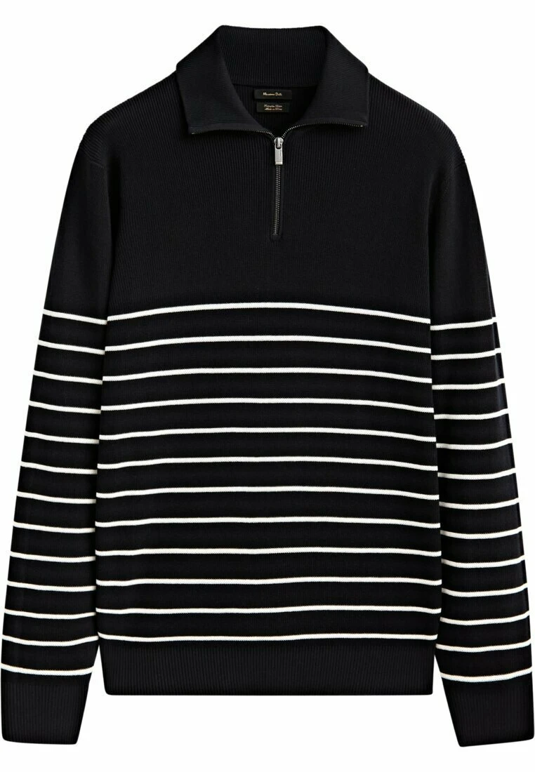 Massimo Dutti Striped Mock Neck With Zip- Jumper - Dark Blue 8 Massimo Dutti Striped Mock Neck With Zip- Jumper - Dark Blue - Image 6