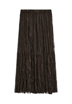 Massimo Dutti LONG PLEATED WITH EMBROIDERED DETAIL - Maxi Skirt - Dark Brown -Massimo Dutti Shop 311c1aa0107c4783962ff4bb881aaec5