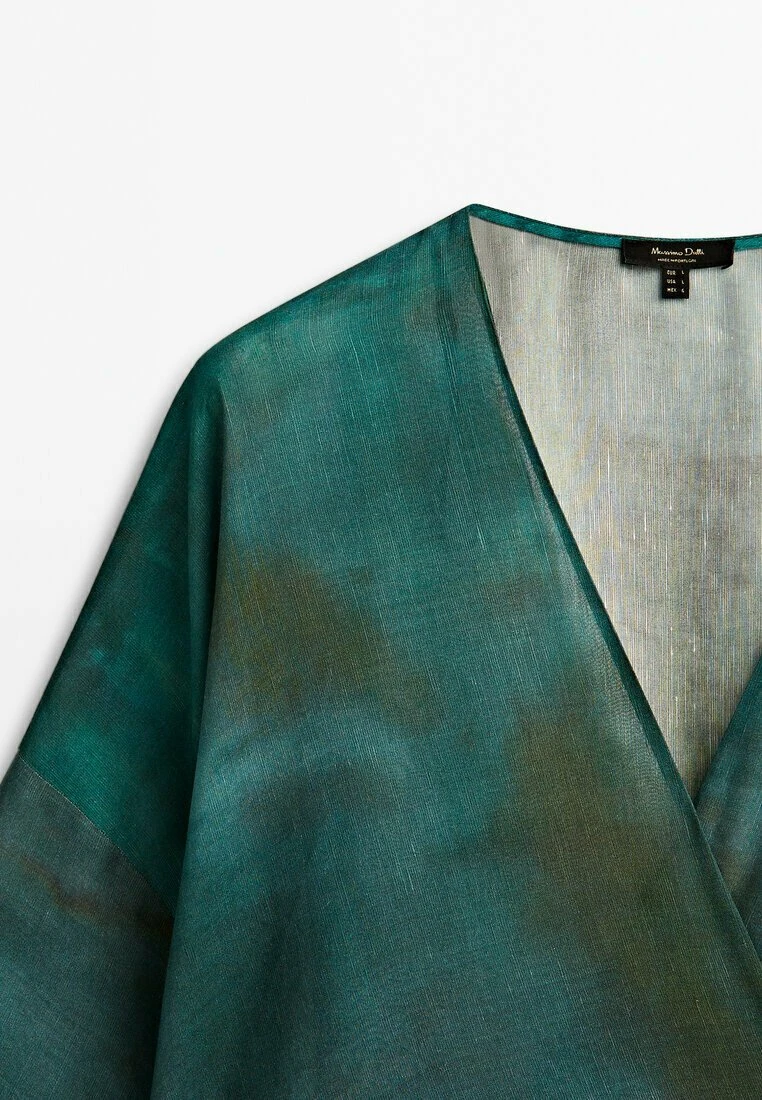 Massimo Dutti Ombré Printed Crossover - Blouse - Evergreen 6 Massimo Dutti Ombré Printed Crossover - Blouse - Evergreen - Image 4