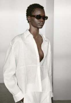 Massimo Dutti GARMENT WITH EMBROIDERED DETAIL - Button-down Blouse - White -Massimo Dutti Shop 315248856335420791d9bd31891d8bc6