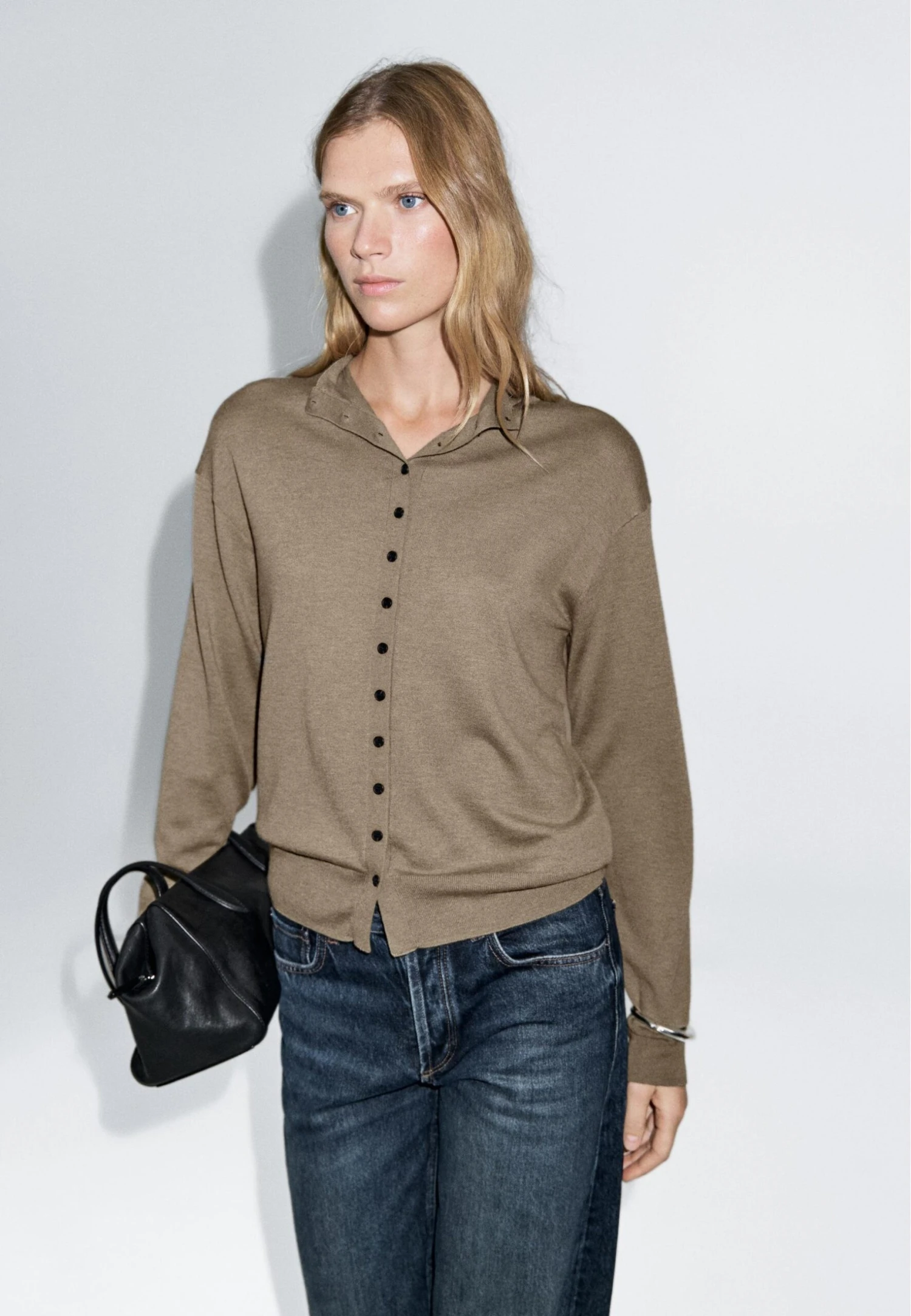 Massimo Dutti BUTTONED WITH MOCK TURTLENECK - Cardigan - Light Green 3 Massimo Dutti BUTTONED WITH MOCK TURTLENECK - Cardigan - Light Green