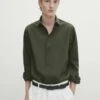 Massimo Dutti Barré Extra-Fine- Shirt - Green -Massimo Dutti Shop 31be1045032c4ee395c4be7caf201ad1