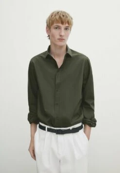 Massimo Dutti Barré Extra-Fine- Shirt - Green