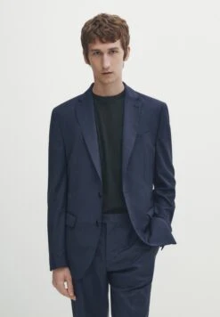 Massimo Dutti Mini Houndstooth- Suit Jacket - Dark Blue