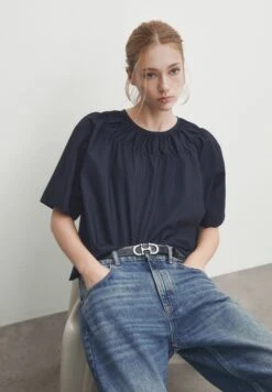 Massimo Dutti With Gathered Detailing - Blouse - Dark Blue -Massimo Dutti Shop 32329837cc8d4eb098167a3076e2fd2b